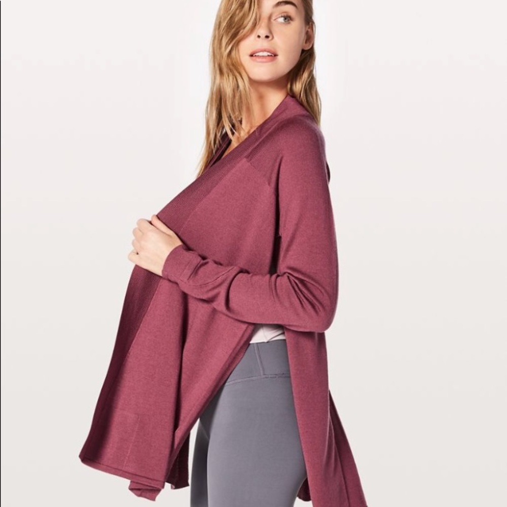 NWT SO MERLOT LULULEMON BLISSFUL ZEN SWEATER SLITS - Picture 2 of 8